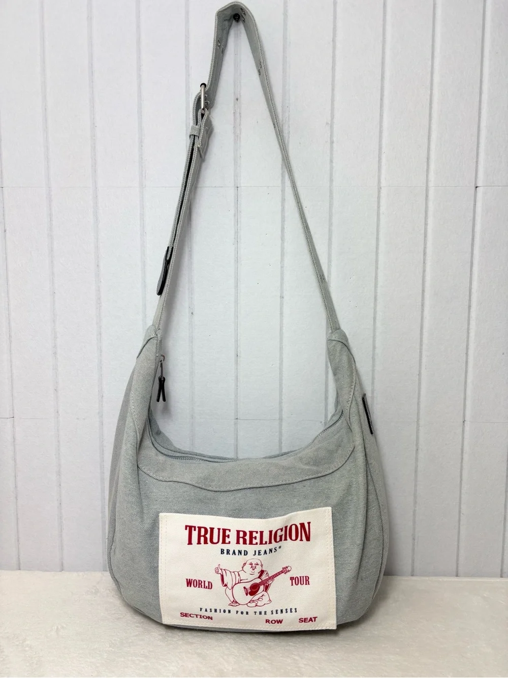 True Religion Buddha Pocket Denim HOBO in blue Crossbody bag